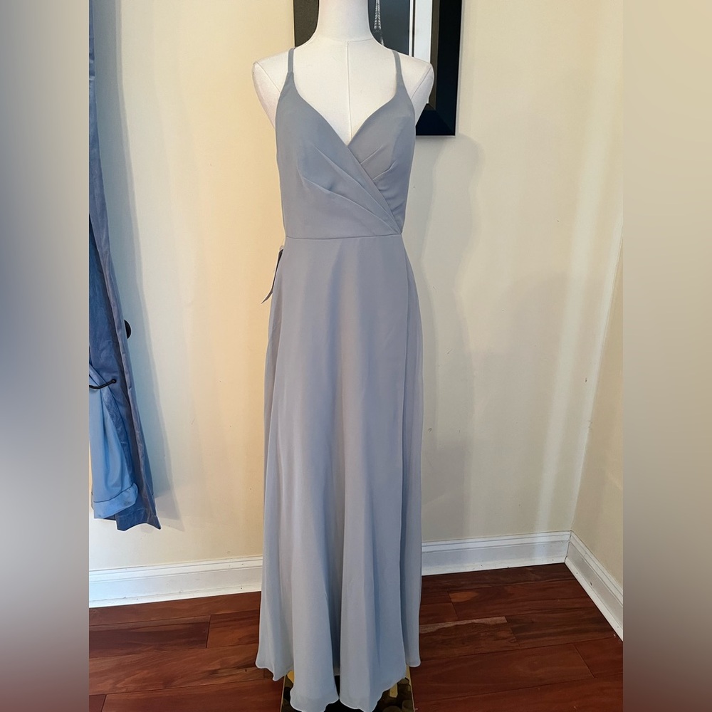 Azazie Davis Dolphin Grey Maxi Dress - Picture 2 of 8